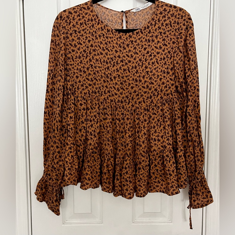 ZARA WOMENS TOP, Brown & Gold, size S
